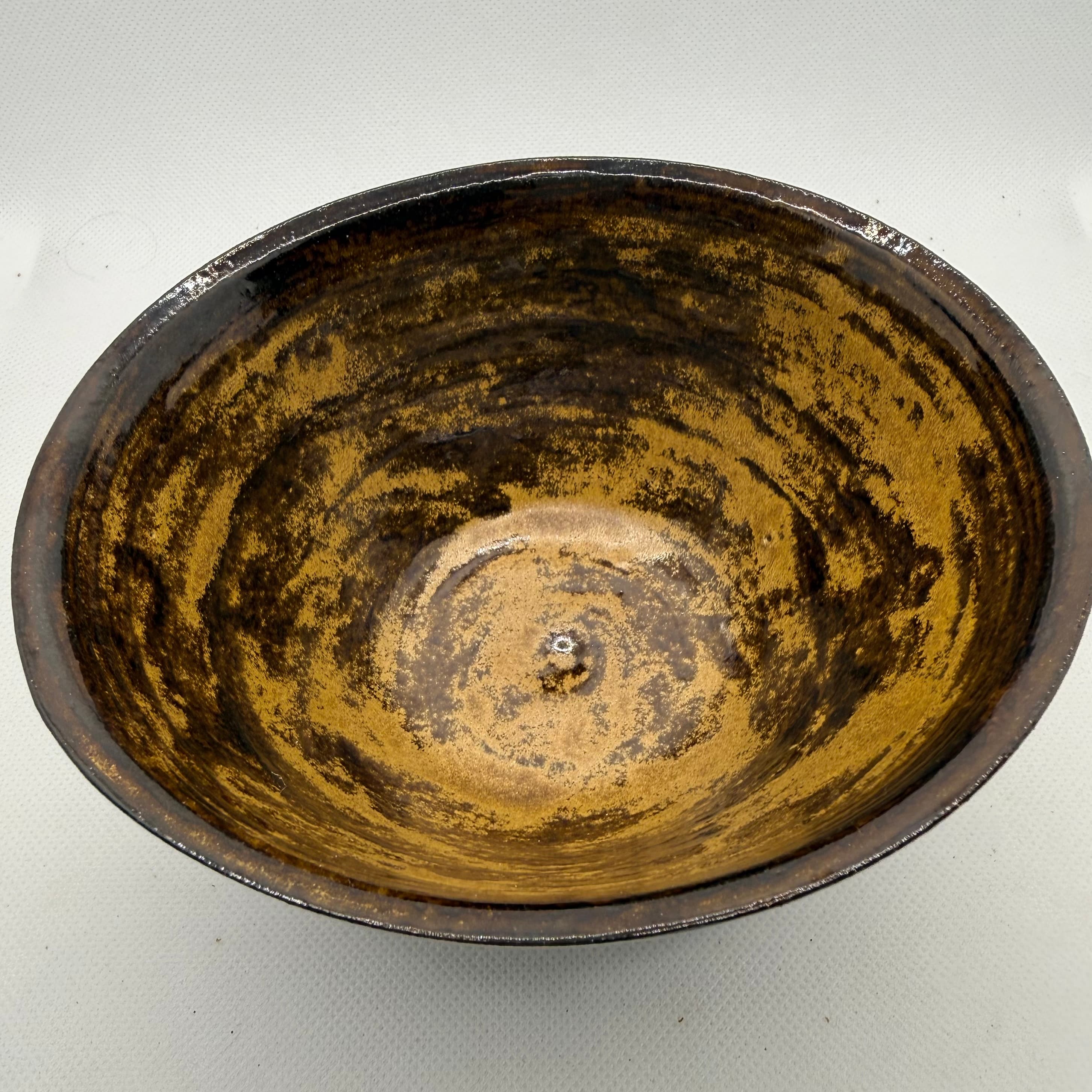 Hand made amber & gold small pottery bowl